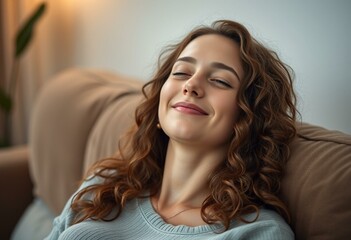 Serene female portrait with closed eyes