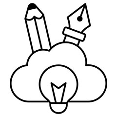 Conceptual flat design icon of cloud creativity