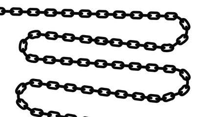 iron chain set from straight to curved. vector illustration isolated on white background.
