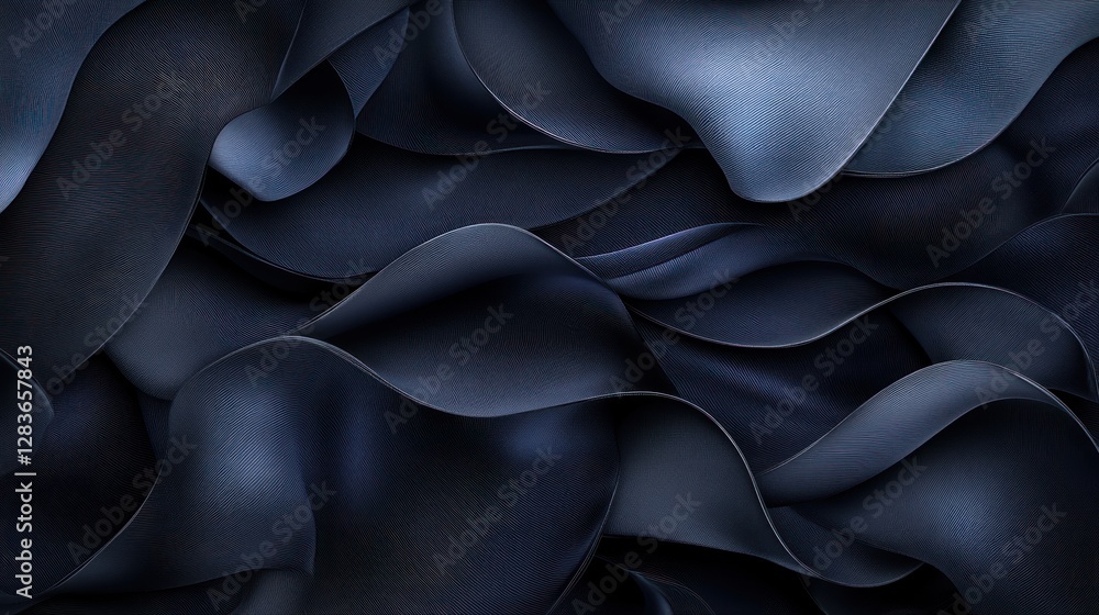 Poster elegant dark blue waves with fine lines create a mesmerizing texture
