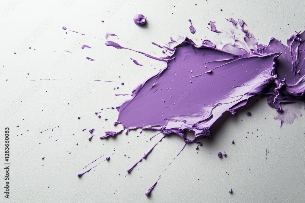 Poster purple paint splashing on a white background creating interesting textures.