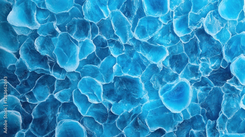 Poster this striking blue ice texture features an intricate arrangement of translucent ice shards creating 