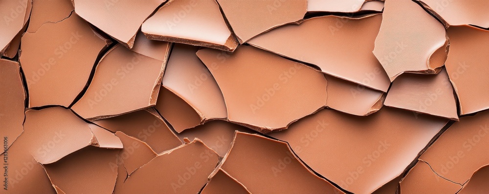 Poster rich and textured broken chocolate surface offers a unique design element. ideal for backgrounds or 