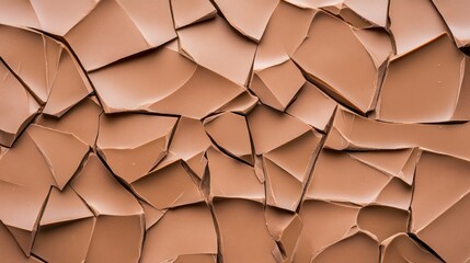 Broken craft chocolate pieces form a textured backdrop with warm brown tones that can be used for design presentation or creative culinary projects. Ideal for adding depth and interest