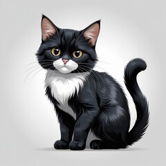 Obraz premium black and white cat on black background