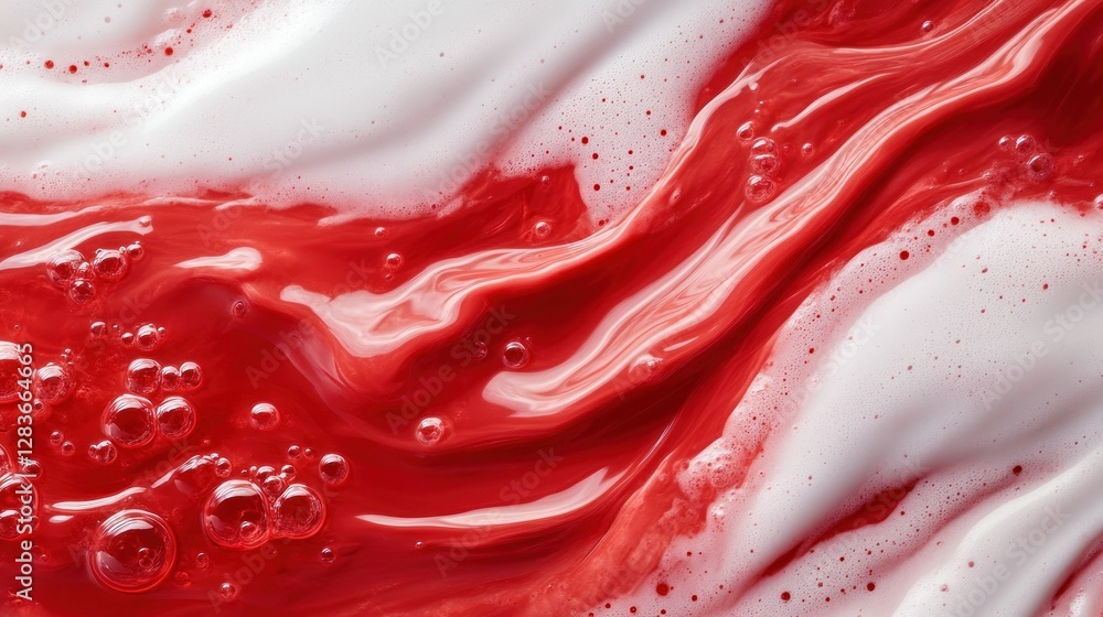 Poster captivating red lava texture features vibrant bubbling patterns intermingled with smooth white swirl