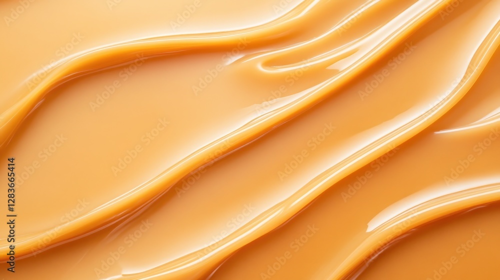 Poster rich caramel drips flow across a smooth surface creating a delectable texture that enhances design e