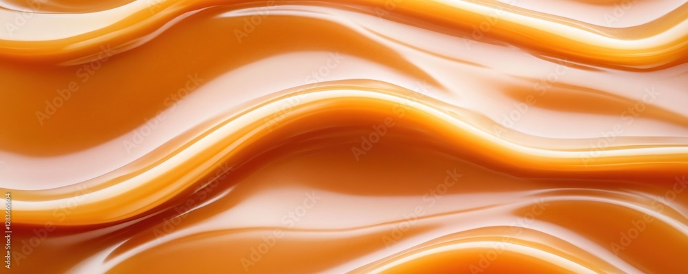 Poster swirls of glossy caramel flow gracefully across the surface creating a tempting texture perfect for 