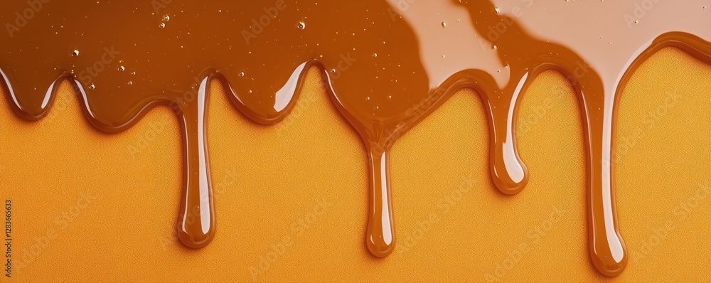Aufkleber a flowing caramel texture forms a smooth surface with luscious drips against a warm golden backgroun