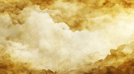 Ethereal Golden Landscape Painting with Cloud-like Formations, a Dreamy Abstract Canvas Texture