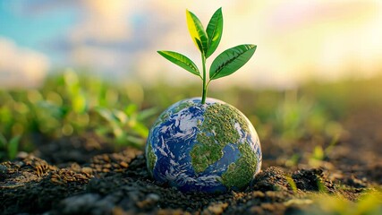Nurturing the planet with new growth to celebrate Earth Day's significance and focus on sustainability, Earth day video background concept ing, save the earth planet