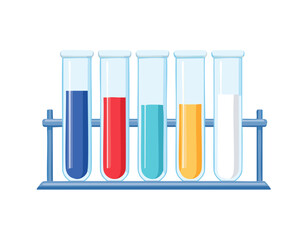 Glass laboratory chemical test tubes with liquid for analytical , medical, pharmaceutical and scientific research concept
