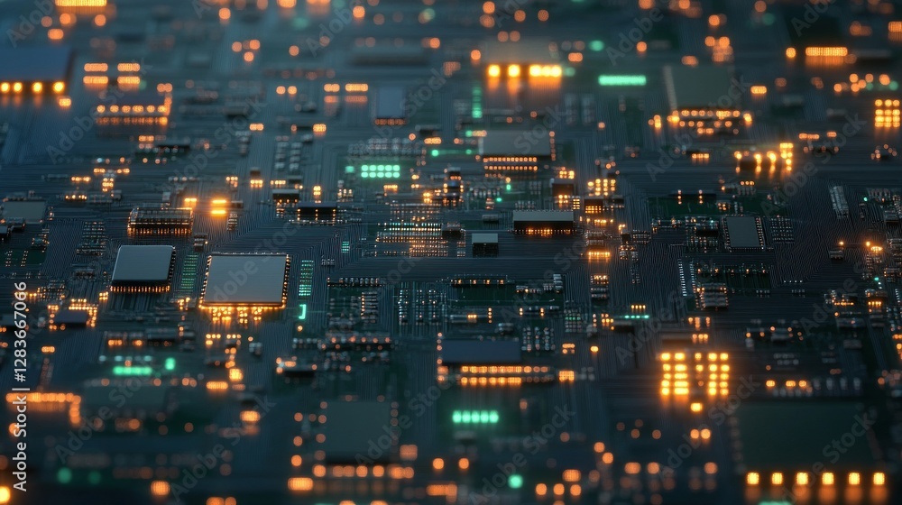 Poster this detailed circuit board background showcases a complex arrangement of circuits and glowing elect