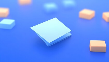 Creative Abstract Marketing Background: 3D Cartoon Illustration of Large Blank Notepad. Hand-drawn Style Design with Green and Orange Color Scheme. High-quality 8K Graphic for Advertising, Presentatio