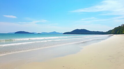Fototapeta premium Serene Tropical Beach: A Picturesque Coastal Paradise