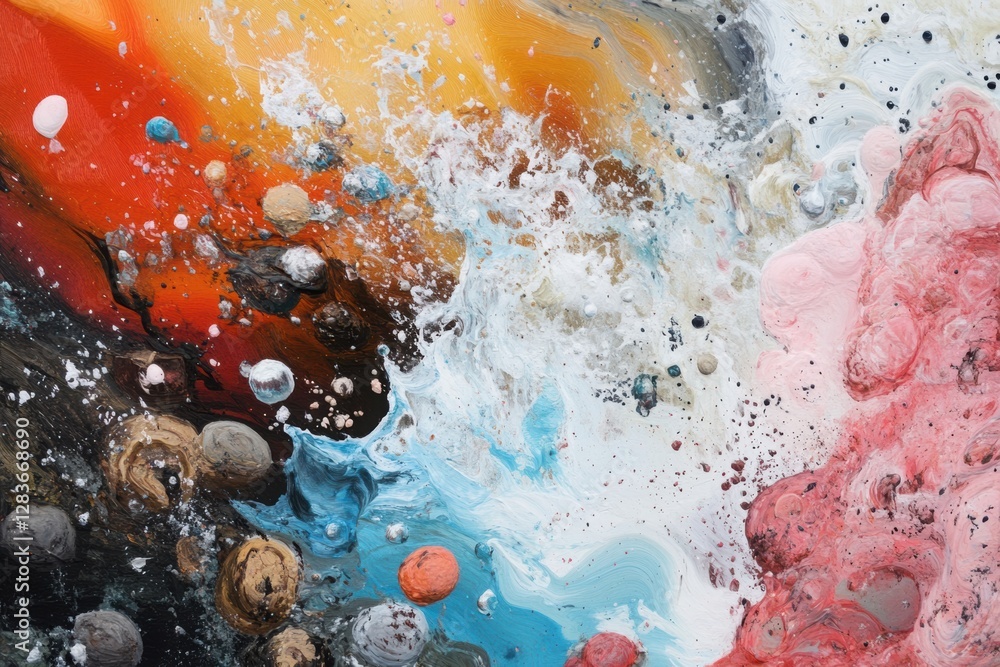 Poster details of waves crashing against rocks with various water splashes.