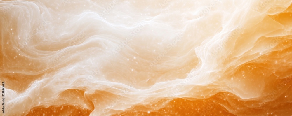 Poster swirling textures create an abstract cosmic background filled with soft pastel tones and gentle lumi