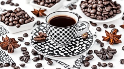 Obraz premium Aromatic Coffee Break: Black and White Elegance