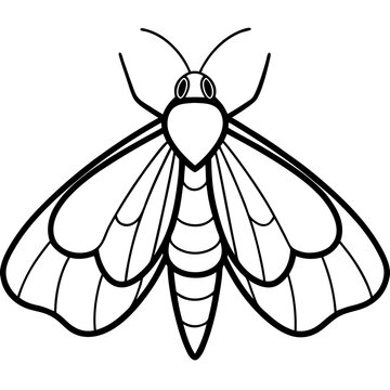 black and white moth outline clip art preview