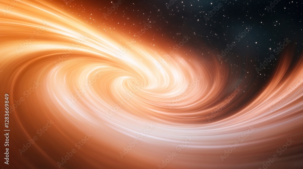 Poster captivating swirls of orange and creamy hues blend against a starry backdrop forming an abstract cos