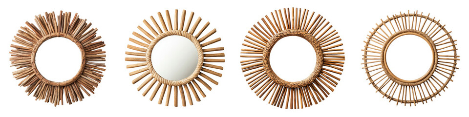 Beautifully Crafted Rustic Wooden Sunburst Mirror Decor Piece Ideal for Enhancing the Ambiance of Modern Bohemian Inspired Home Interiors  Versatile Decorative Accent for Living Room