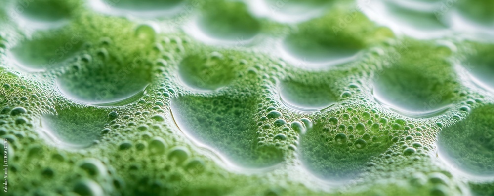 Poster this vibrant green algae texture features a smooth surface with bubbles providing plenty of copy spa