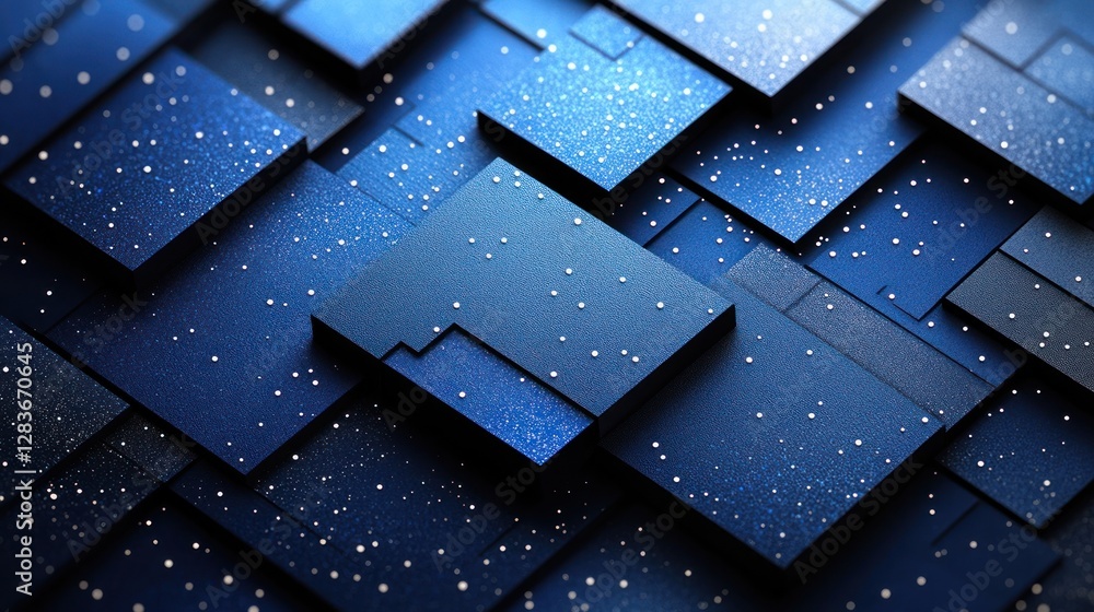 Poster elegant dark blue mosaic pattern with a sparkling star-like effect
