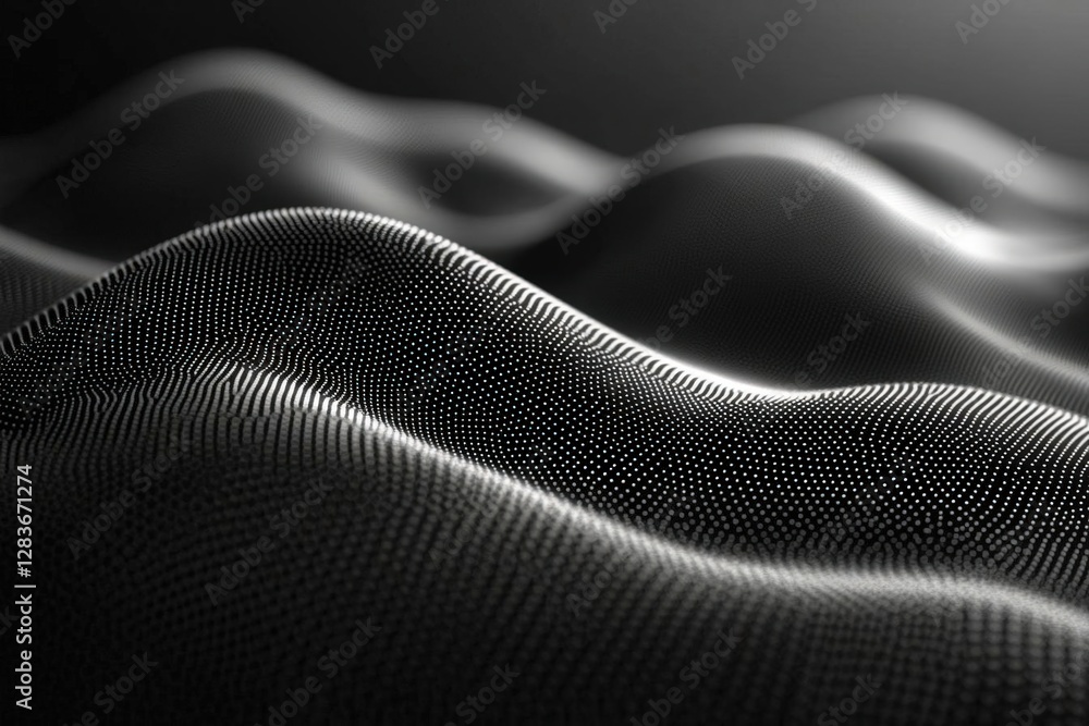 Poster abstract black and white wave pattern with dots