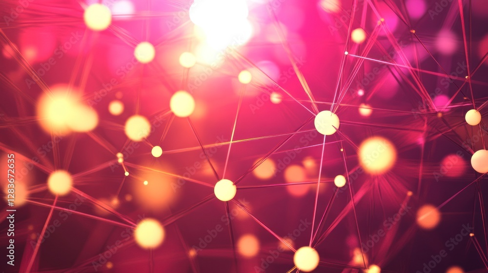 Aufkleber abstract geometric network with glowing nodes and connecting lines