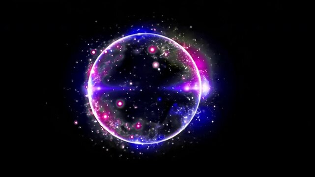 Abstract cosmic glowing sphere transparent 4K video, alpha channel, ProRes 4444