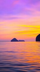 Captivating Sunset Over Islands; A Peaceful Ocean Landscape