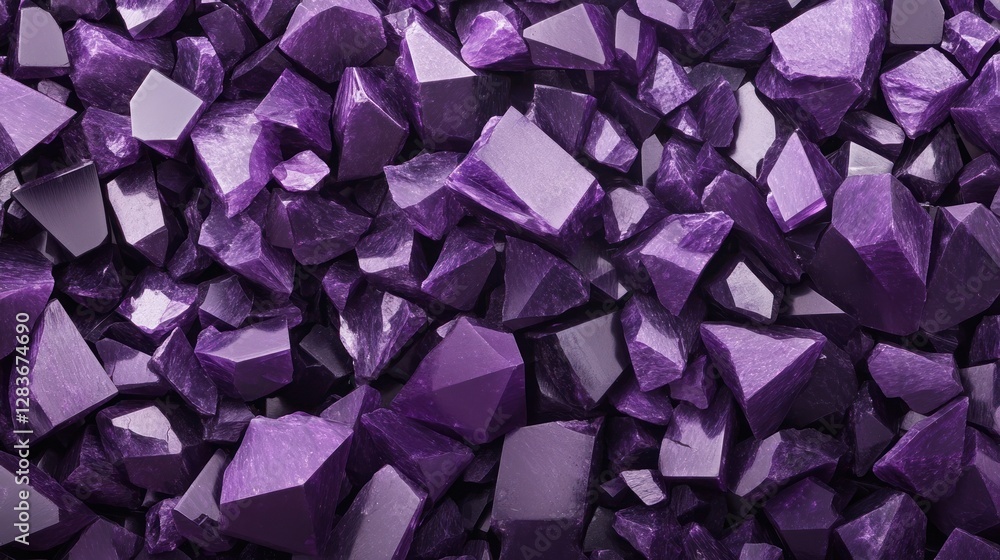 Poster This vibrant amethyst texture features an array of deep purple crystals and irregular shapes that create an engaging visual experience ideal for backgrounds or artistic designs
