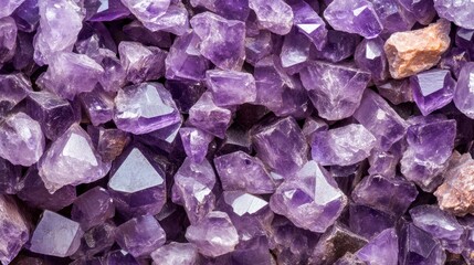Fototapeta premium This vibrant amethyst crystal texture features a rich array of purple hues and intricate patterns