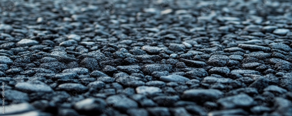 Poster this dark asphalt surface presents a textured background with small stones and a rough finish. it is