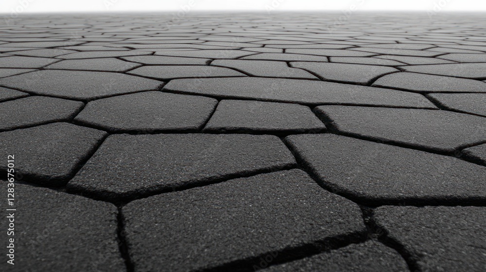 Poster an expansive asphalt texture background showcases a unique pattern of polygonal shapes. ideal for de