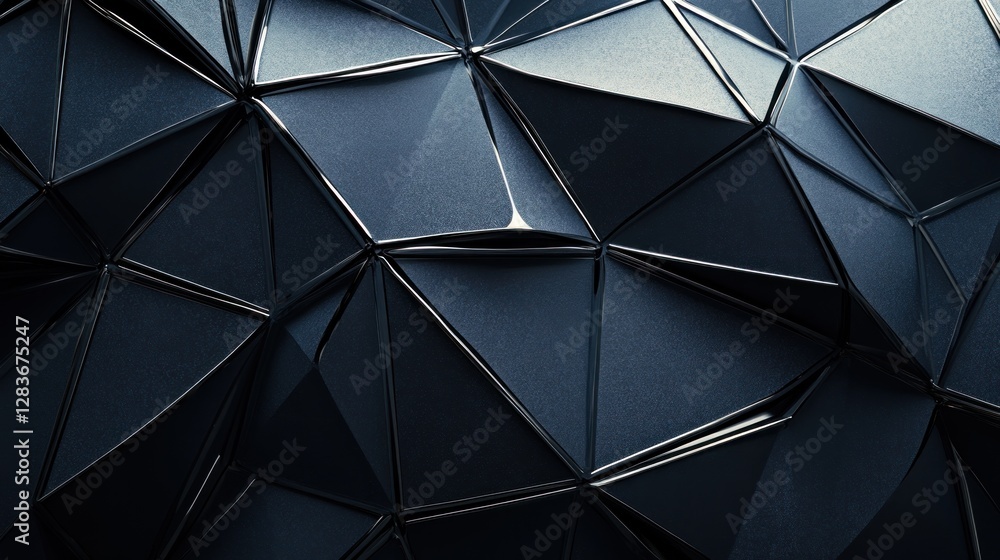 Poster abstract dark triangles geometric shapes with metallic edges background