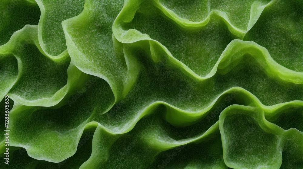 Poster textured surface featuring vibrant green wavy patterns resembles bacteria. this background offers am