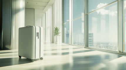 Suitcases ready for adventure in a bustling terminal, capturing the essence of travel and exploration.