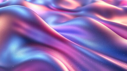 Obraz premium Abstract iridescent waves, soft purple and blue metallic surface texture with light highlights, perfect for modern backgrounds