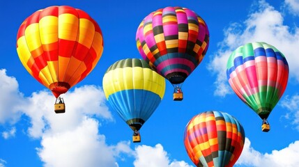 Fototapeta premium Colorful Hot Air Balloons Soaring Through a Vivid Sky