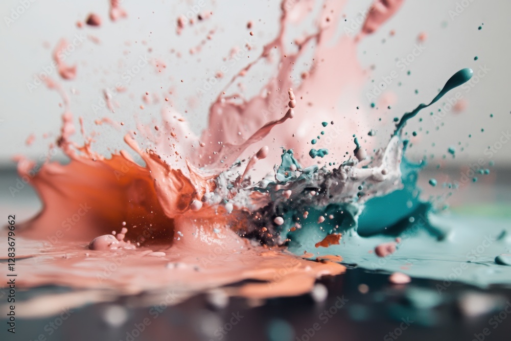 Poster splashes of paint that are sprayed when applied to a surface.