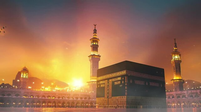Sunset over the Kaaba in Mecca