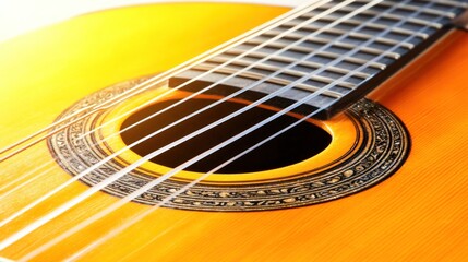 Obraz premium Classical Guitar Close-Up: A Detailed View of a Classic Musical Instrument