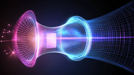 Futuristic energy core visualizes advanced technology with glowing grids