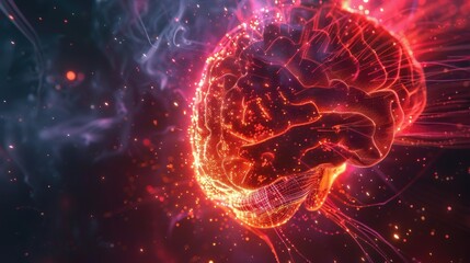 Brain activity with neurons firing, representing thought and mental work.