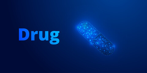 Low Poly Medicine Capsules Abstract Digital Background for Pharmaceutical and Health Concepts