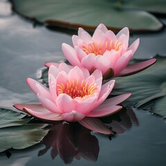 Serene Pink Water Lilies Dual Bloom Soft Focus