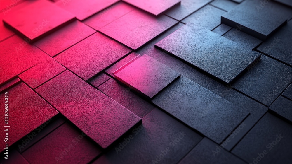 Poster geometric pattern of 3d tiles with gradient lighting for modern background