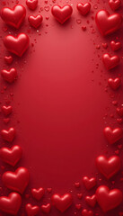 Obraz premium Red podium background for product, Symbols of love for women's holiday, Valentine's Day, 3D rendering. 
