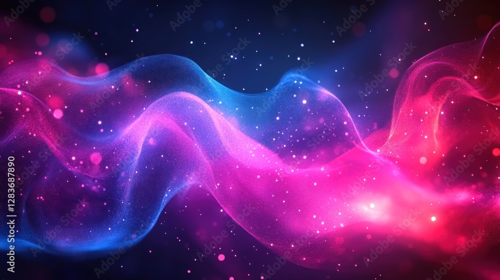 Poster Abstract Gradient Wavy Particle Background with Dynamic Light Effect